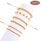 1200Pcs Gold Round Spacer Beads Smooth Loose Ball Beads for Bracelet Craft, 4mm, 6mm, 8mm - color: Gold, size: 4mm,6mm,8mm