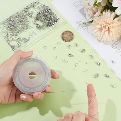 BENECREAT 33Feet Stainless Steel Beading Wire, 7 Strand 1mm, with 200Pcs Jump Rings, 20Pcs Lobster Claw Clasps, 100 Pcs Bead Tips and 200Pcs Crimp Beads, Jewelry Making Supply