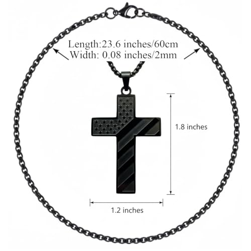 Stainless Steel Cross Necklace for Men American Flag Pendant Chain Christian Catholic Religious Gifts for Him/Son/Father/Teen/Husband Inspirational jesus Bible Verse Jewelry - style: Philippians 4:13