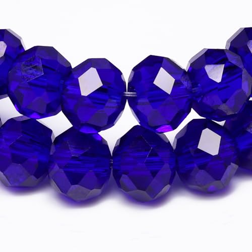 Songxi 12mm 50pcs Glass Beads for Jewelry Making, Faceted Glass Beads for Bracelets Necklace Earring, Arts and Crafts DIY Gemstone Beads, Rondelle Spacer Beads Birthday Gifts for Women (Deep Blue) - color: Deep bule, size: 12mm