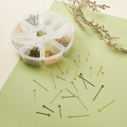 Craftdady 650pcs Mixed Color Open Eye Pins 16-30mm Iron Head Pins for Jewelry Making, Hole: 2mm - color: Mixed Colors, Open Eye Pins