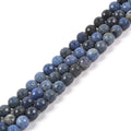 Natural Blue Dumortierite 8mm Gemstone Faceted Round Loose Strand Beads for DIY Necklace Bracelet Jewelry Making 15 Inch - color: Blue Dumortierite
