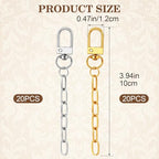 PAGOW 20pcs Keychain Making Kit, Alloy Key Chain Clips with Swivel Snap Hook Key Ring, Gold/Silver Purse Chain Bag Charm Extender Chains for DIY Crafts Handbag Jewelry Making - color: gold,silver,20pcs
