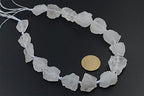 Natural White Clear Quartz Crystal Nugget Raw Graduated Beads Strand 2mm Hole Drilled - color: White Quartz Rock Crystal