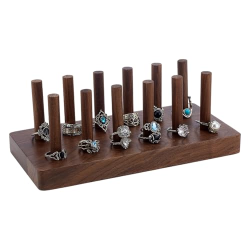 PH PandaHall 12 Cones Wood Ring Holder Ring Display Stand Fingers Rings Organizer Rings Display Case Jewelry Storage Organizer for Retail Selling Vendors Exhibition Jewelry Showcase