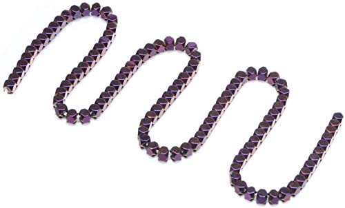AD Beads Natural Hematite Gemstone Faceted Square Cube Loose Beads 16" (6x6mm, Metallic Purple) - color: Metallic Purple, size: 6x6mm