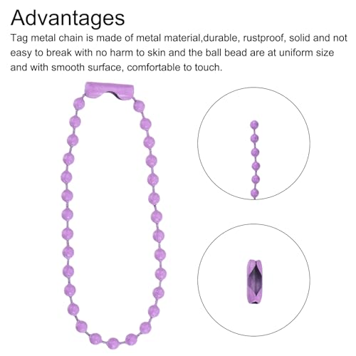 MECCANIXITY Ball Bead Chain Beaded Necklace Chains 5 Inch Adjustable Metal Ball Chains 2.4mm/0.1inch Keychain for Jewelry Making,DIY Craft Projects,Pack of 12(Purple) - color: Purple