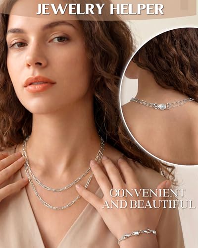 GEMQUEEN Multi Magnetic Necklace Clasps and Closures : White Gold Plated Magnet Jewelry Layering Clasp for Necklaces Multiple Magnets Bracelet Helper Necklace Extenders 8PCS - color: White Gold Plated - 8PCS