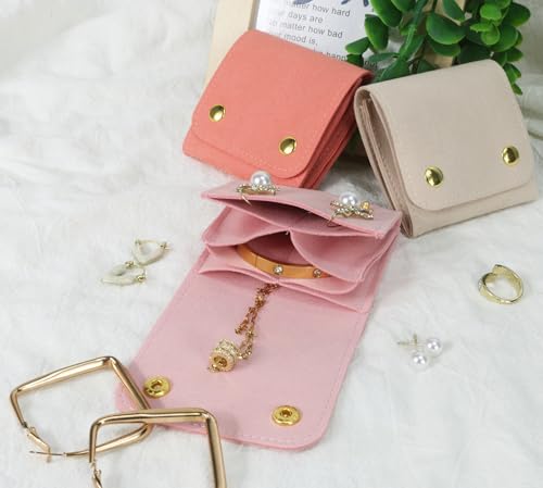 3pcs Small Jewelry Bags Butto Pouches Organizer Cases Gift Bags for Jewelry, 3"x3", Pink - color: Pink
