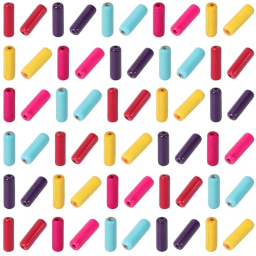 1 Box 192PCS 4x13MM Natural Tube Stone Beads Strands with Hole Synthetic Turquoise Column Cylinder Gemstone Loose Spacer Bead Bulk for Jewellery Making Bracelets Necklace DIY Crafts Supply - color: Mixed Color