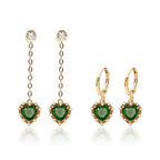 Crystal Zirconia Gold Plated Brass Charms for Jewelry Making Bracelet Necklace Earring Pendant Craft Supplies DIY Accessories - color: HeartA-Green-5Pcs