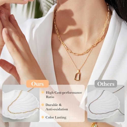 14k Gold Necklace Chains for Jewelry Making, Total 27 Feet 8 Rolls Bracelet Chains for DIY, 3.3 Feet Each Style, 14K Gold Plated Chain with Jump Rings/Lobster Clasps/Connectors - color: 14k Gold-27 Feet 8 Rolls
