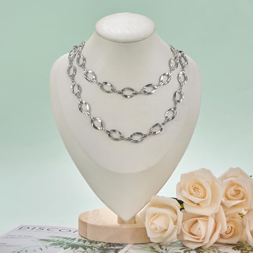 UMAOKANG 2 Yard Silver Chain for Jewelry Making Hollow Oval Chain Necklace Bracelet DIY Jewelry Supplies Findings - color: Silver Hollow Oval