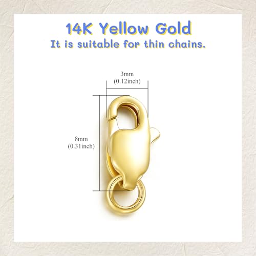14K Yellow Gold Jewelry Clasp Necklace Extender, Double Lobster Clasp Bracelet Extension Connector for DIY Necklace Bracelet Anklet Jewelry Making, 14K Gold Double Spring Clasp (Style 6) - style: Style 6