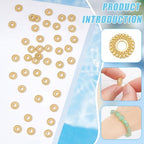 BENECREAT 100Pcs Real 18K Gold Plated Spacer Beads, 7.5x2mm Flower Metal Spacer Beads Heishi and Rondelle Bead for Jewelry Making Findings and Craft Work, Hole: 2mm