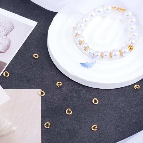 20pcs Split Open End Jump Rings, 18K Gold Plated Locking Circle Clasp Ring, ID 3mm Connector Accessories for Earrings Bracelets Necklaces DIY Crafts Jewelry Making - color: Gold