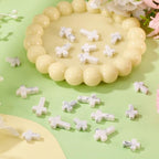 20 Pcs White Turquoise Cross Beads Small Cross Gemstone Beads Natural White Howlite Bead Crystal Crucifix Charms for Easter Holiday Eid Mubarak Ramadan Jewelry Making 12.5 & 14.5mm - color: White-Howlite