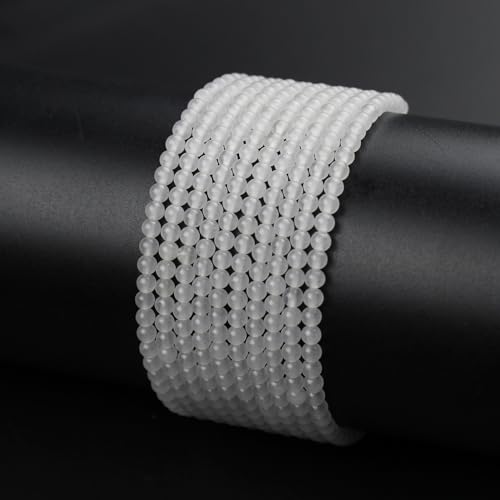 MJDCB 225pcs Natural Small Stone Beads 3mm White Jade Round Smooth Loose Gemstone Bead for Jewelry Making Bracelets Earrings Necklaces Accessories - color: White Jade