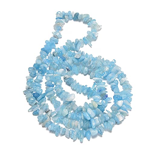 7-8mm Natural Aquamarine Gemstone Chips Loose Beads Semi Precious for Jewelry Making DIY Handmade Craft Supplies 1 Strand per Bag Approxi 34" - color: Aquamarine Chips
