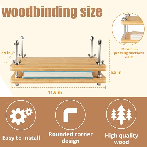 pamctry 50 Pcs Book Binding Kits for Beginners - Complete DIY Kit with Tools & Instructions, 11.6 x 7.8 Inches - style: Book Binding Kits + Bamboo Book Press