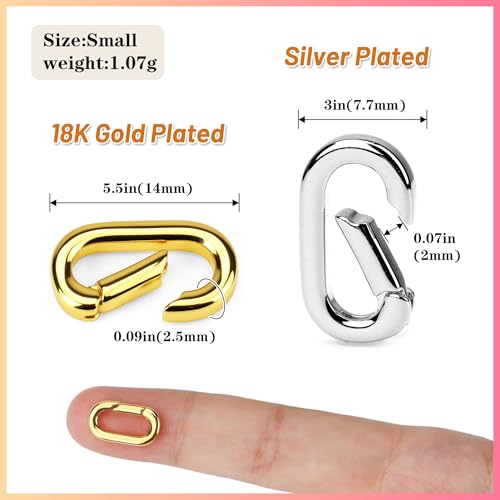 4 PCS 18K Gold Plated Carabiner Clasps and Closures and 4 PCS Silvery Claps for Jewelry Making Bracelet Necklace Oval Connector - color: 4 Golden+4 Silvery