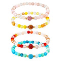 Elecrelive Glass Round Beaded Bracelet Set Clay Beaded Bracelets Stretch Bracelets - color: 4 Colors