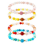 Elecrelive Glass Round Beaded Bracelet Set Clay Beaded Bracelets Stretch Bracelets - color: 4 Colors