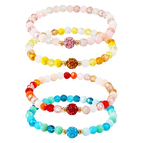 Elecrelive Glass Round Beaded Bracelet Set Clay Beaded Bracelets Stretch Bracelets - color: 4 Colors