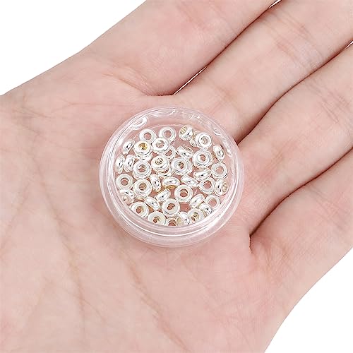 BEADIA Silver Plated Roudelle Spacer Beads 4x1.8mm 50pcs for Jewelry Making Findings Non Tarnish - color: Silver, size: 4x1.8mm Roudelle