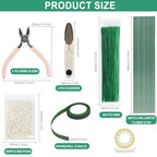 DIY Handmade Floral Art Tool Set, Money Flower Bouquet Making Kit Including ABS Pearls, Metal Wire, 2-Millimeter Diameter Flower Stems, Scissors, Pliers and Green Tape
