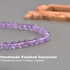 14in Agate Wrap Bracelet for Women Men Natural Round Beaded Agates Stone Healing Stretch Bracelets Elastic Handmade Polished Gemstone Beads Bracelet - color: Amethyst, size: 8mm Beads