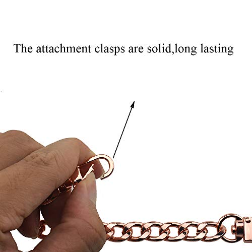 HAHIYO Purse Chain Strap 7.9 Inches Rose Gold for Shoulder Cross Body Sling Handbag Clutch Replacement - Comfortable Flat 0.4" Wide 2.4mm Extra Thick Metal 1 Pack - size: Rose Gold 7.9 inches