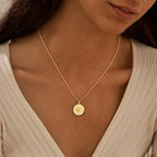 Tasiso Gold Pendant Necklace for Women 14K Gold Plated Coin CZ Pendant Necklace Adjustable Chain Disc Round Dainty Charm Necklace Trendy Jewelry Gift - style: Fire