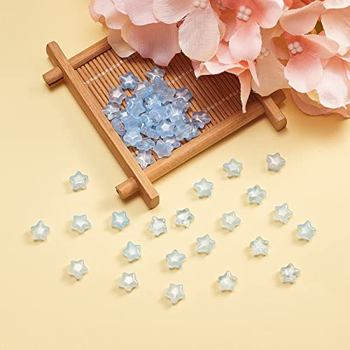 UR URLIFEHALL 100 Pcs Light Sky Blue Spray Painted Glass Star Beads for Earring Bracelet Necklace Jewelry DIY Craft Making - color: 100pcs-8x8.5x4mm-light sky blue star glass beads