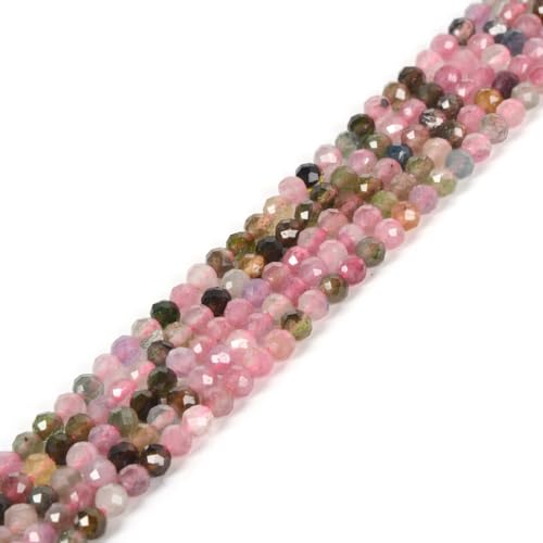 3mm Multicolor Tourmaline Faceted Gemstone Round Loose Beads Strand 15.5-16" DIY Jewelry Making - color: Multicolor Tourmaline