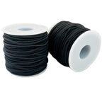 2mm Elastic Cord, QBJAYTY 42m Black Elastic Cord Stretchy Stretch String for Bracelets, Necklaces, Sewing, Journals Notebooks Binding, Black-2 Rolls (2mm)