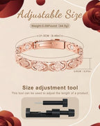 Magnetic Bracelets for Women, 99.99% Pure Copper Bracelet, 3800 Gauss, Adjustable Sizing, Women's Bracelets With Built-in Magnets, Gift Packaging, Fashion Jewelry Gift. - color: Rose
