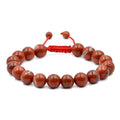 AD Beads Natural 10mm Gemstone Bracelets Healing Power Crystal Macrame Adjustable 7-9 Inch - color: Red River Jasper