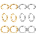 SUNNYCLUE 1 Box 12 Pairs 2 Colors Leverback Earring Hooks Huggie Hoops Real 18K Gold Plated Stainless Steel 14mm Round Lever Back Ear Wires Huggie Hoop Earring Findings for Jewelry Making Supplies