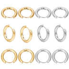 SUNNYCLUE 1 Box 12 Pairs 2 Colors Leverback Earring Hooks Huggie Hoops Real 18K Gold Plated Stainless Steel 14mm Round Lever Back Ear Wires Huggie Hoop Earring Findings for Jewelry Making Supplies