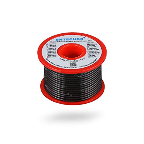 BNTECHGO 30 Gauge Silicone Wire Spool 50 ft Black Flexible 30 AWG Stranded Tinned Copper Wire - size: 30 gauge silicone wire 50ft, style: Black