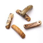 5PCS Natural Brown Picture Stone Rectangle Curved Beads Gemstone Pendants Connectors for DIY Bracelet Neclace Jewelry Making - color: Brown Picture