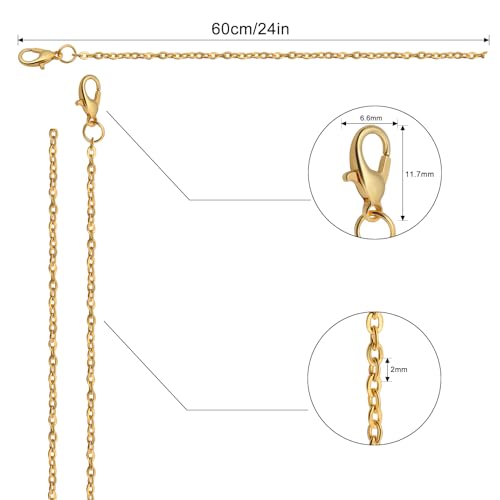 Lemonkey 24 Pack Necklace Chains Bulk,Gold Plated DIY Cable Link Chains for Jewelry Making 24 Inches - color: Gold, size: 24inch