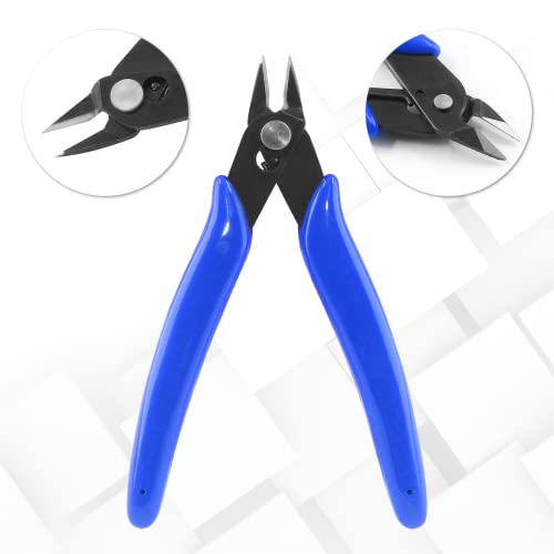 Bivethoi 3pcs Micro Wire Cutters Flush Cut Snips, Small Diagonal Cutters 3D Printer Filament Pliers Tool, Mini Tiny Nippers Zip Tie Cutters for Jewelry Making Model (5 Inch, Navy Blue) - color: Navy Blue