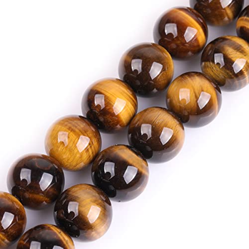 GEM-Inside Natural 18mm Large Tiger Eye Gemstone Loose Beads Round Crystal Energy Stone Power for Jewelry Making 15'' - color: Yellow Tiger Eye, size: 18mm