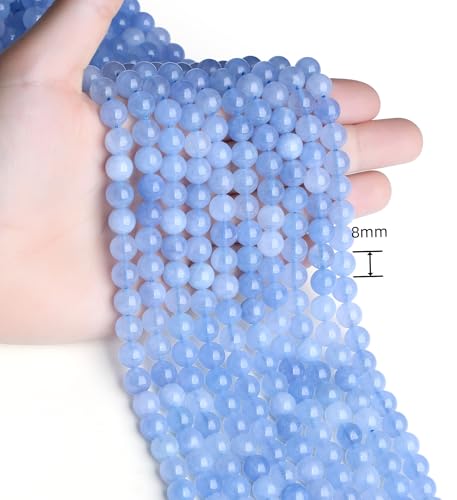 Natural Stone Beads 100pcs 8mm Blue Aquamarine Round Stone Beading Loose DIY Smooth Beads for Bracelet Necklace Earrings Making - color: Aquamarine, size: 100pcs