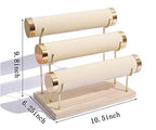 Detachable Bracelet Holder, Three Tier Racks Jewelry Display Stand, Stylish Velvet Wrist Watch Organizer, Beige - color: Beige