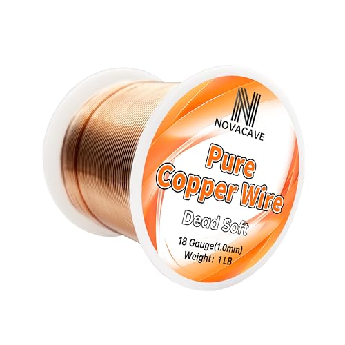 18 Gauge 99.9% Pure Copper Wire for Jewelry Making, Electroculture Gardening, Dead Soft, 1 LB Spool 213Ft Beading Wire - size: 18GA