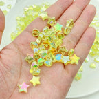 450Pcs Acrylic Beads AB Crystal Star Beads Heart Beads for Jewelry Making DIY Bead Bracelet Necklace Earrings(Lemon Yellow) - color: Lemon Yellow