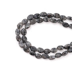 6×8mm Natural Black Labradorite Gemstone Loose Beads Flat Oval Healing Crystal Loose Stone Beads for Jewelry Necklace Bracelet Earring Craft - color: Black Labradorite